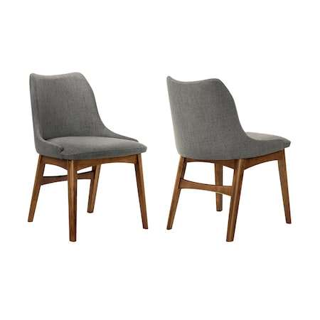 Armen Living Azalea Charcoal Fabric and Walnut Wood Dining Side Chairs, PK2 LCAZSIWACH